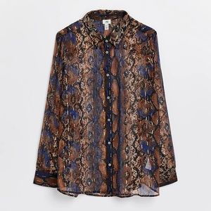 Snake print sheer shirt